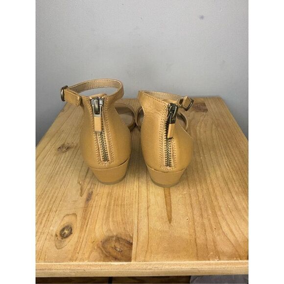 Eileen Fisher Women’s Mara Tumbled Leather Wedge Heel Strappy Sandal Tan Sz 5 - Picture 4 of 5